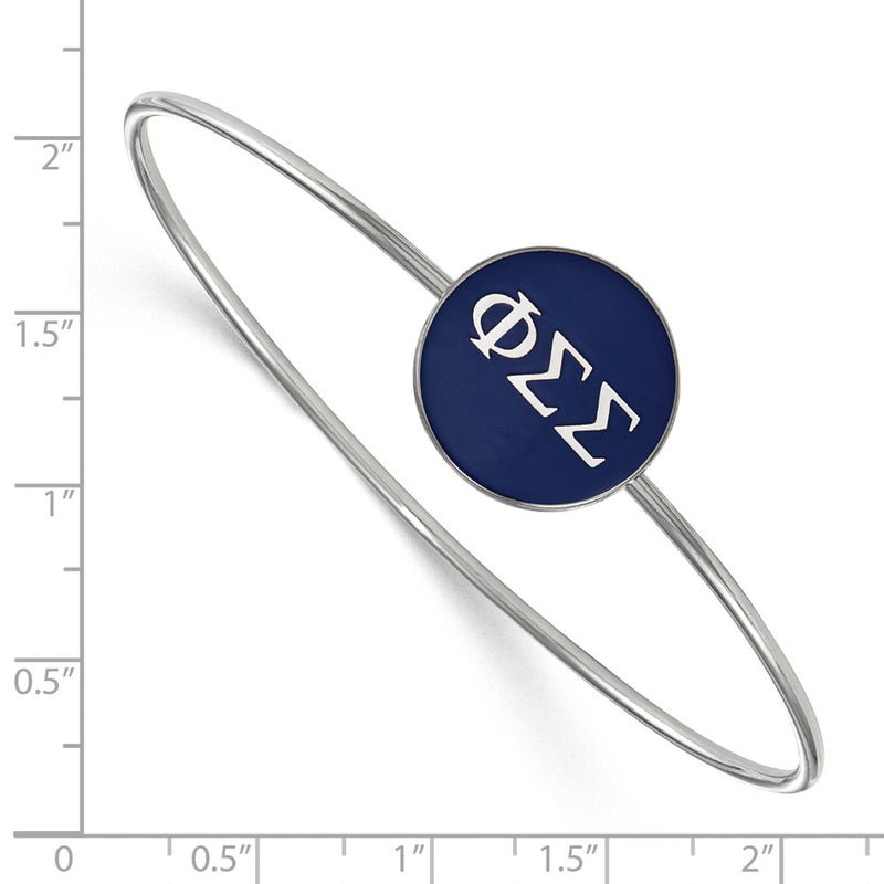 Sterling Silver Rh Plated Logoart Phi Sigma Enameled Slip On Bangle