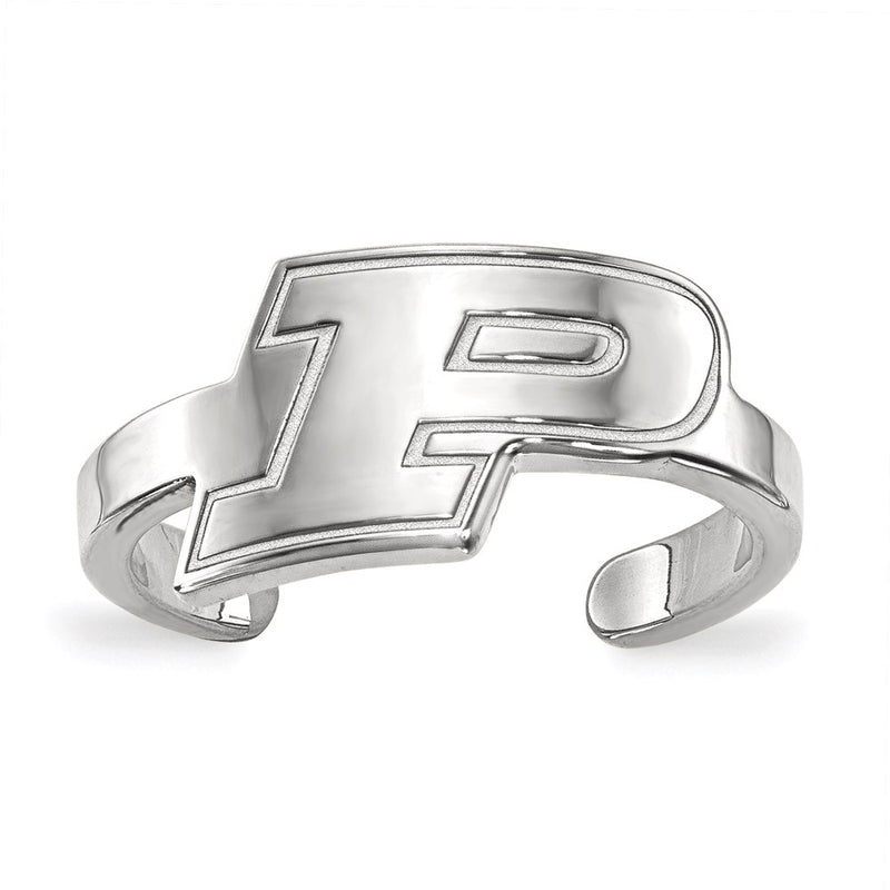 Sterling Silver Rhodium Plated Logoart Purdue University Letter P Toe Ring