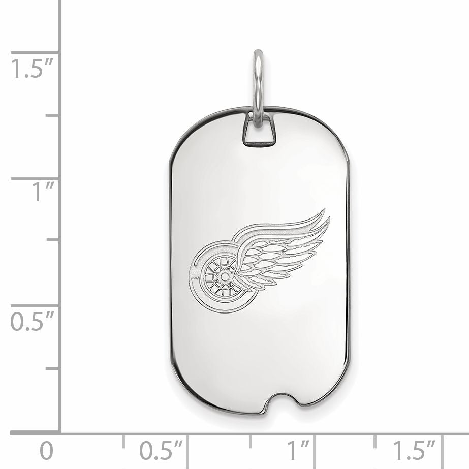 10K White Gold Nhl Logoart Detroit Red Wings Small Dog Tag Pendant