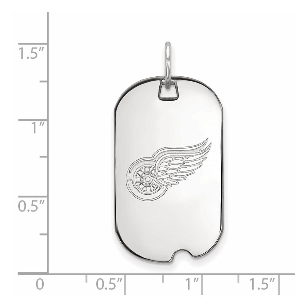 10K White Gold Nhl Logoart Detroit Red Wings Small Dog Tag Pendant
