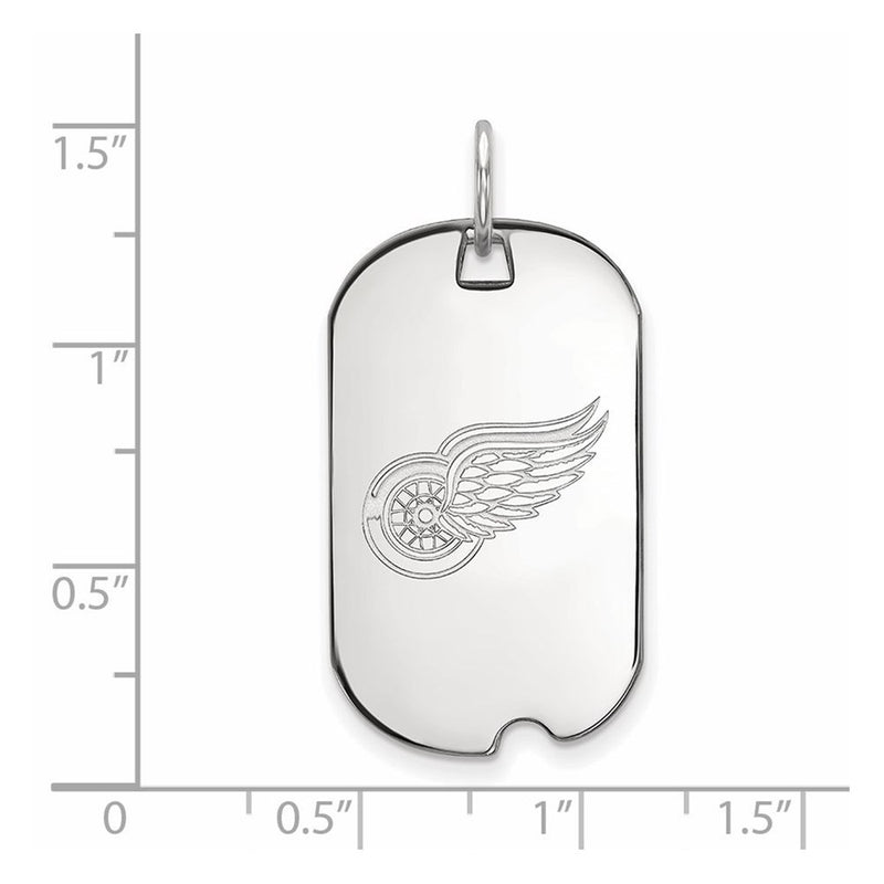 10K White Gold Nhl Logoart Detroit Red Wings Small Dog Tag Pendant