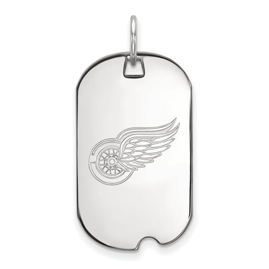 10K White Gold Nhl Logoart Detroit Red Wings Small Dog Tag Pendant