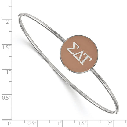 Sterling Silver Rh Plated Logoart Sigma Delta Tau Enameled Slip On Bangle Bracelet