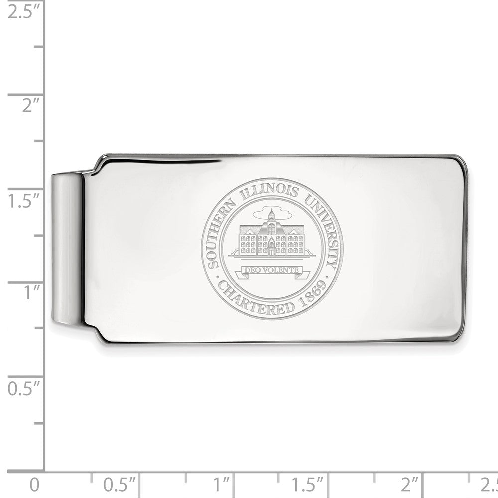 Sterling Silver Rhod-Pltd Logoart Southern Illinois Univ. Crest Money Clip