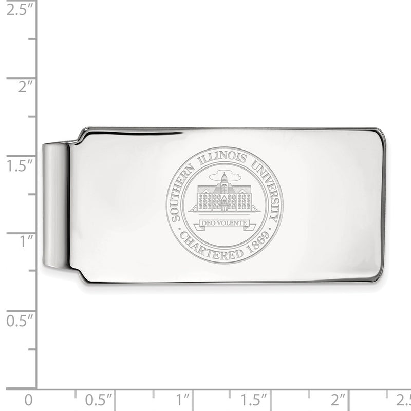 Sterling Silver Rhod-Pltd Logoart Southern Illinois Univ. Crest Money Clip