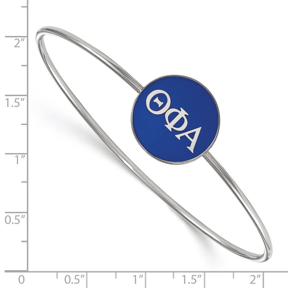 Sterling Silver Rh Plated Logoart Theta Phi Alpha Enameled Slip On Bangle Bracelet