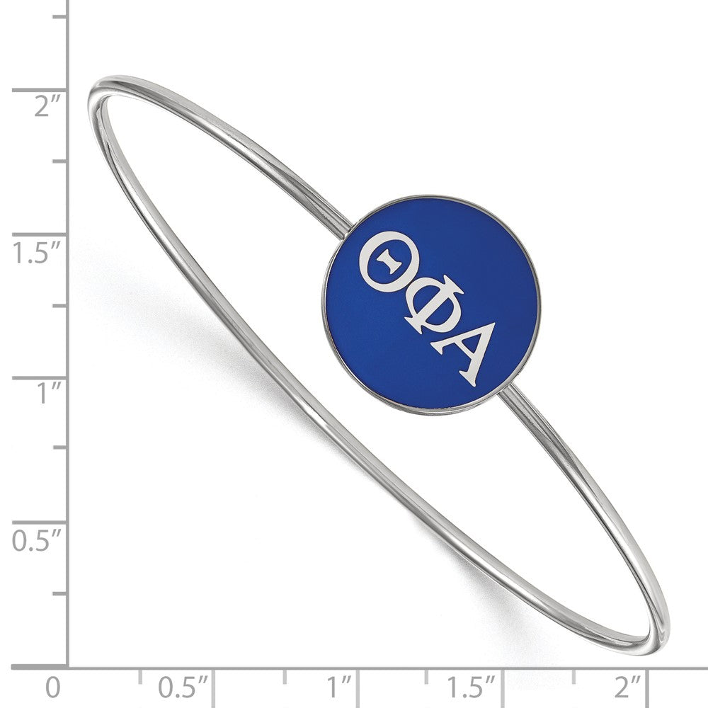 Sterling Silver Rh Plated Logoart Theta Phi Alpha Enameled Slip On Bangle Bracelet