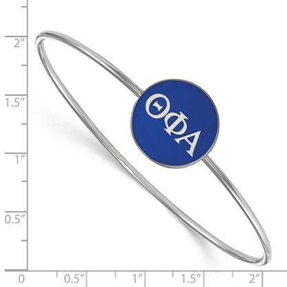 Sterling Silver Rh Plated Logoart Theta Phi Alpha Enameled Slip On Bangle Bracelet