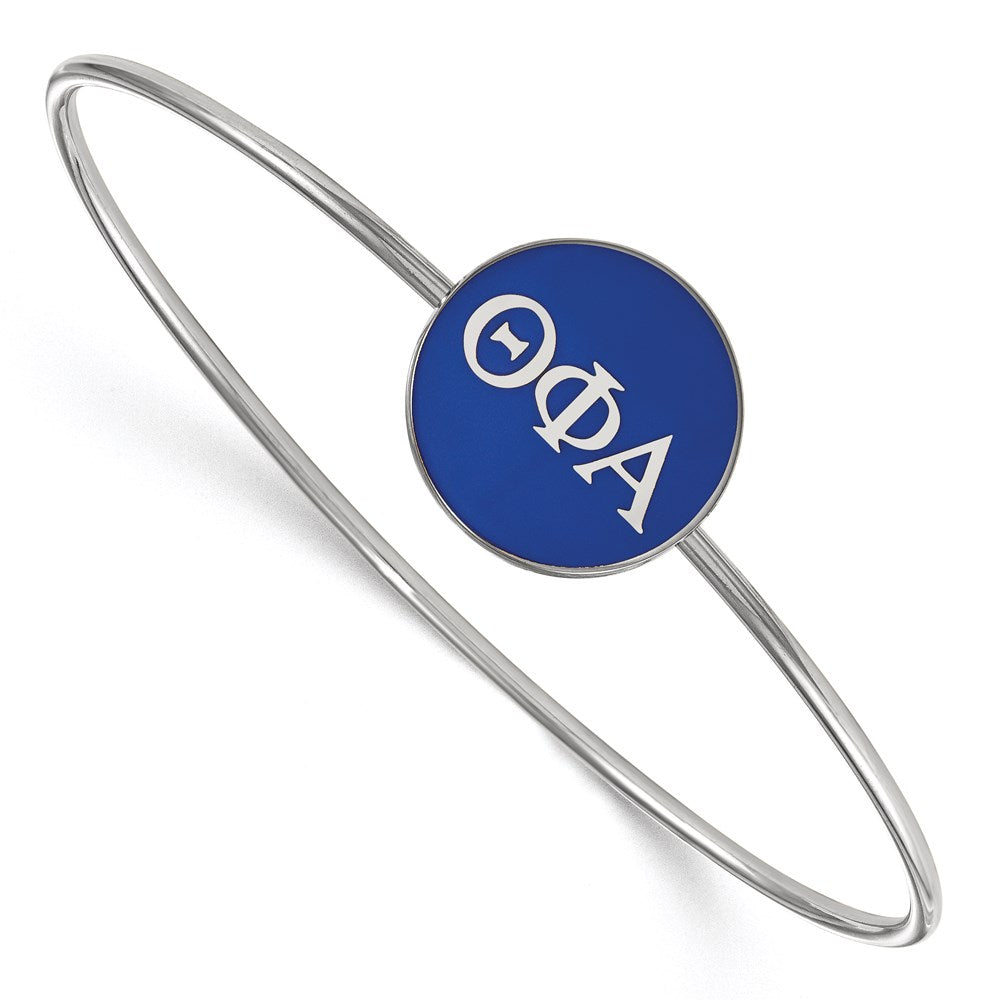 Sterling Silver Rh Plated Logoart Theta Phi Alpha Enameled Slip On Bangle Bracelet