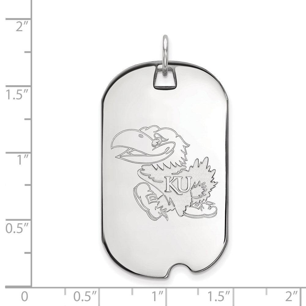 10K White Gold Logoart University Of Kansas Jayhawk Large Dog Tag Pendant