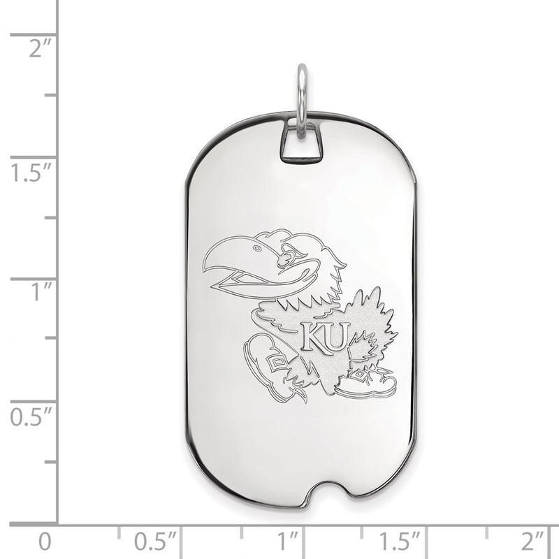 10K White Gold Logoart University Of Kansas Jayhawk Large Dog Tag Pendant