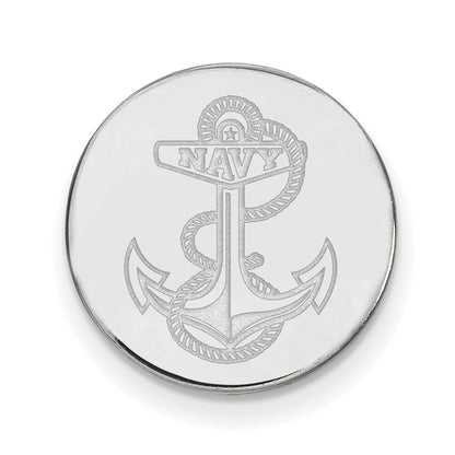 Sterling Silver Rhod-Pltd Logoart Us Naval Academy Lapel Pin