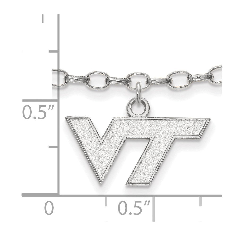 Sterling Silver Rhod-Pltd Logoart Virginia Tech Anklet