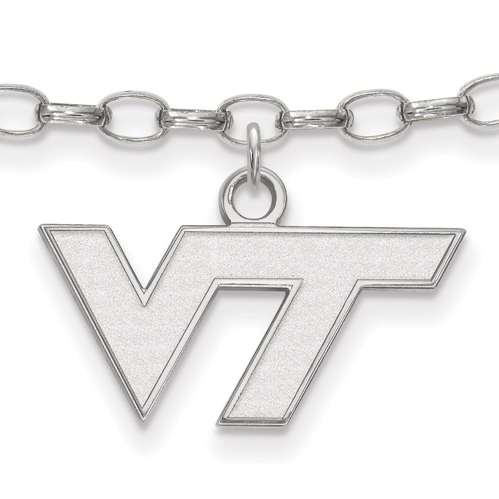 Sterling Silver Rhod-Pltd Logoart Virginia Tech Anklet