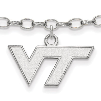 Sterling Silver Rhod-Pltd Logoart Virginia Tech Anklet