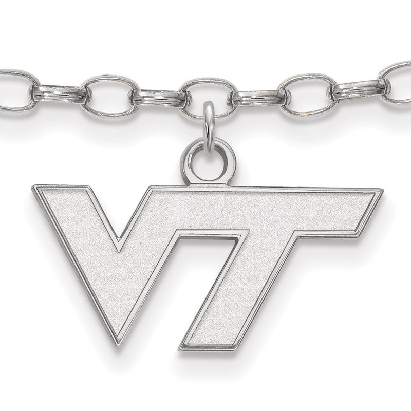 Sterling Silver Rhod-Pltd Logoart Virginia Tech Anklet