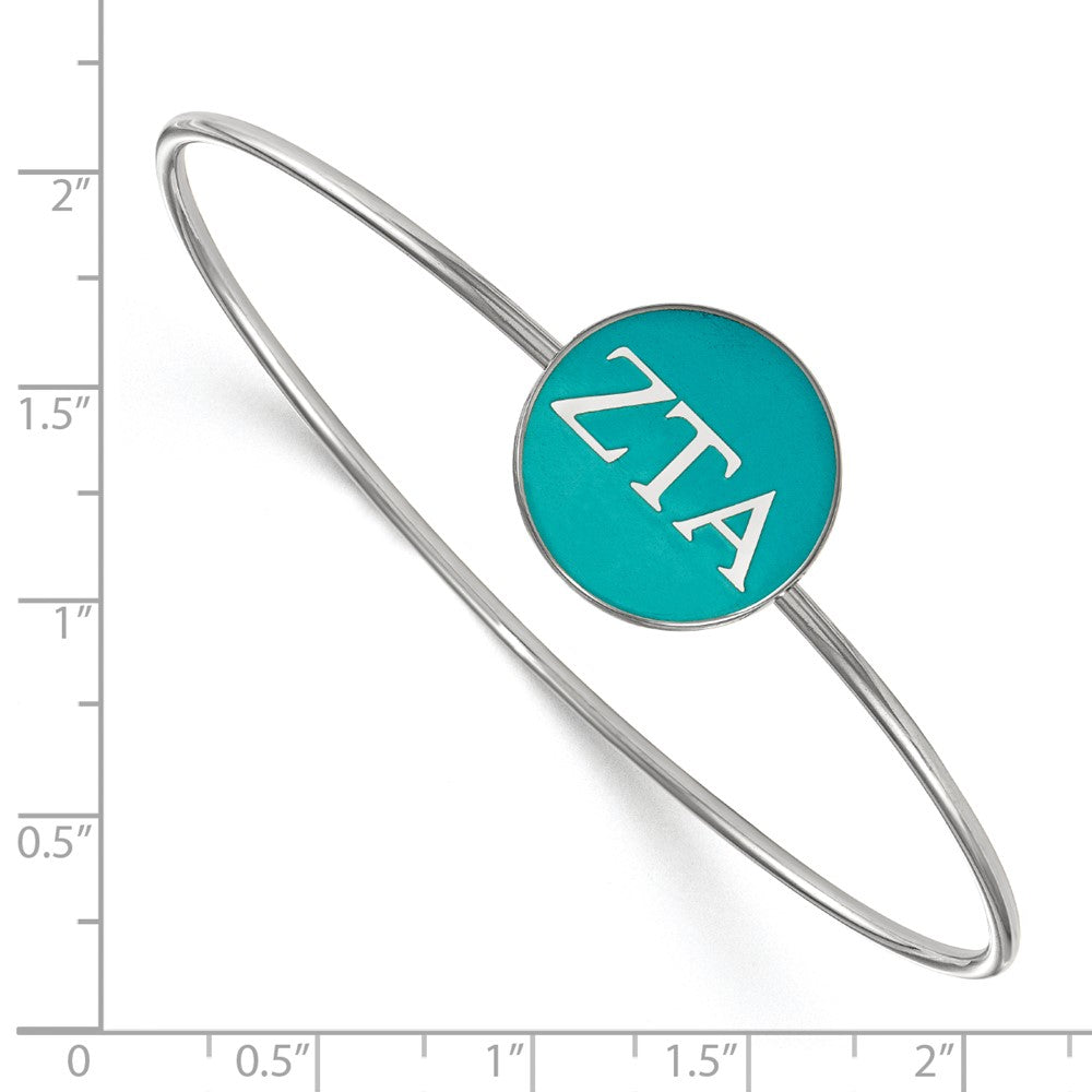 Sterling Silver Rh Plated Logoart Zeta Tau Alpha Enameled Slip On Bangle