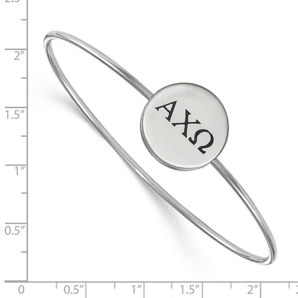 Sterling Silver Rh Plated Logoart Alpha Chi Omega Enameled Slip On Bangle Bracelet