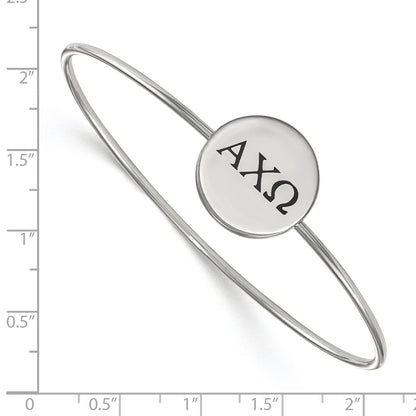 Sterling Silver Rh Plated Logoart Alpha Chi Omega Enameled Slip On Bangle Bracelet