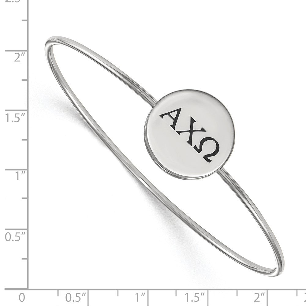 Sterling Silver Rh Plated Logoart Alpha Chi Omega Enameled Slip On Bangle Bracelet