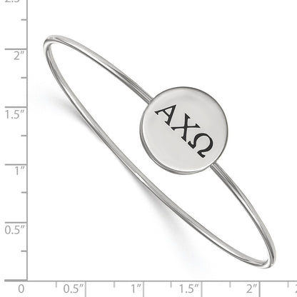 Sterling Silver Rh Plated Logoart Alpha Chi Omega Enameled Slip On Bangle Bracelet