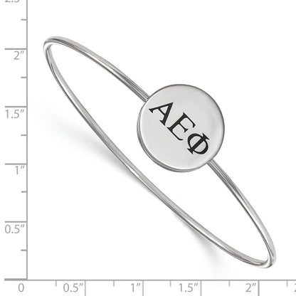 Sterling Silver S. Rh Plated Logoart Alpha Epsilon Phi Enameled Slip On Bangle