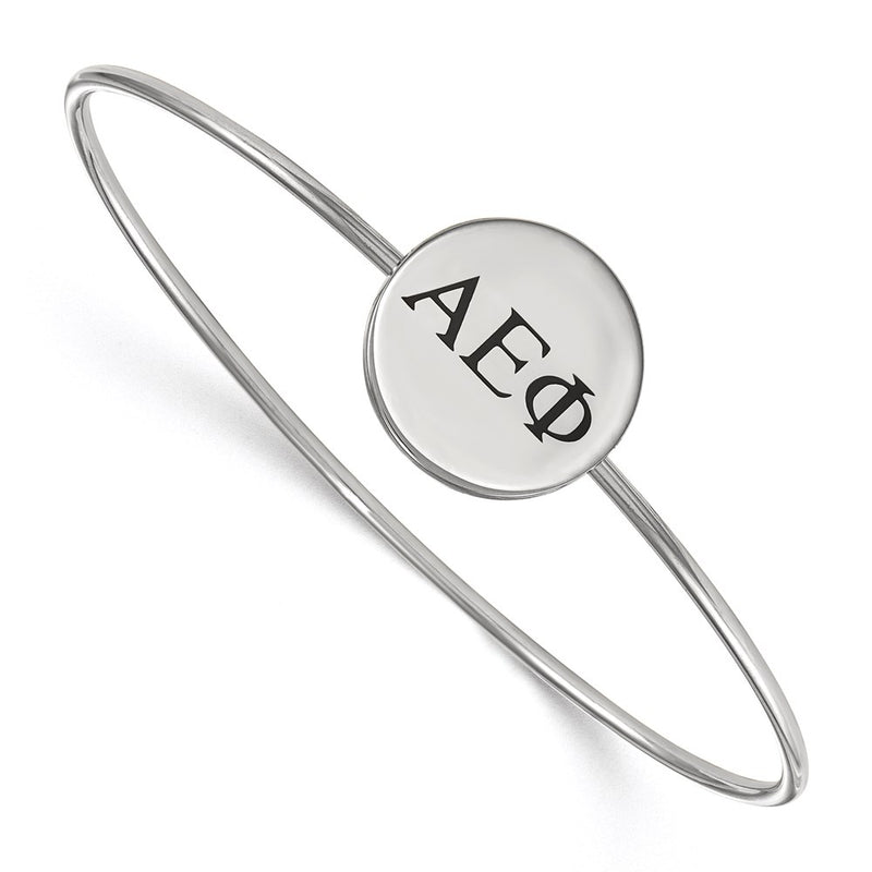 Sterling Silver S. Rh Plated Logoart Alpha Epsilon Phi Enameled Slip On Bangle