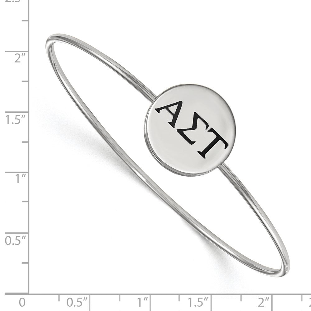 Sterling Silver Rh Plated Logoart Alpha Sigma Tau Enameled Slip On Bangle Bracelet