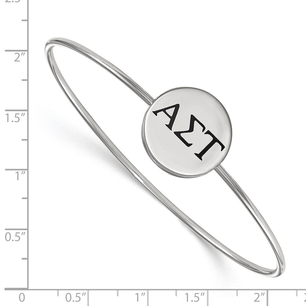 Sterling Silver Rh Plated Logoart Alpha Sigma Tau Enameled Slip On Bangle Bracelet