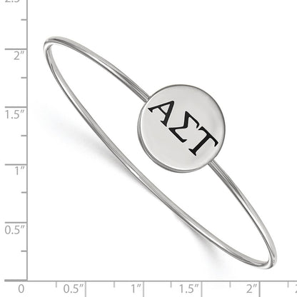 Sterling Silver Rh Plated Logoart Alpha Sigma Tau Enameled Slip On Bangle Bracelet