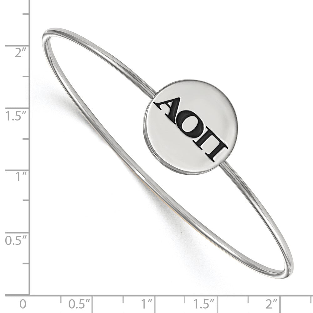 Sterling S. Rhodium Plated Logoart Alpha Omicron Pi Enameled Slip-On Bangle