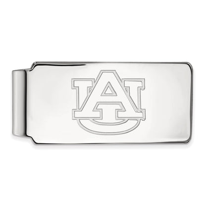 Sterling Silver Rhodium-Plated Logoart Auburn University Money Clip