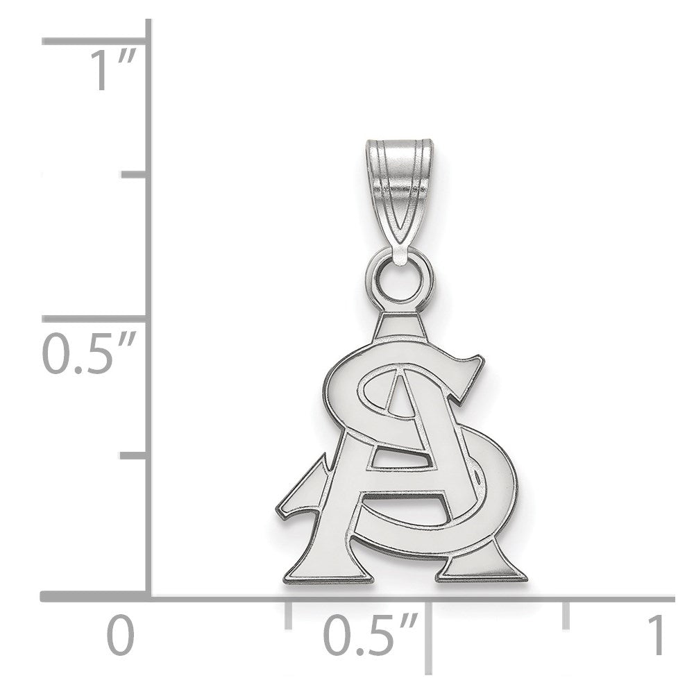 Sterling Silver Rhodium Plated Logoart Arizona State University A S Small Pendant