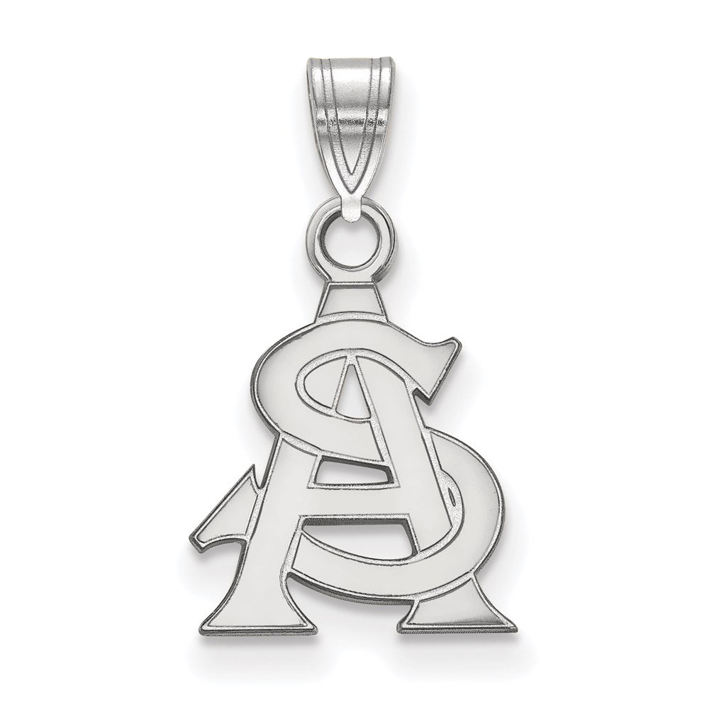14K White Gold Logoart Arizona State University A S Small Pendant