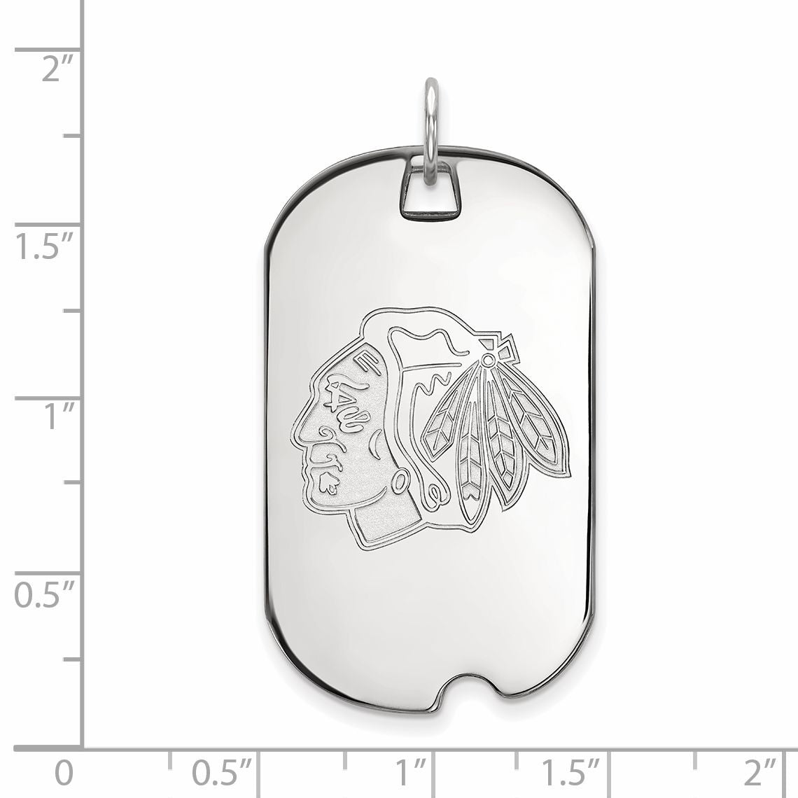10K White Gold Nhl Logoart Chicago Blackhawks Large Dog Tag Pendant