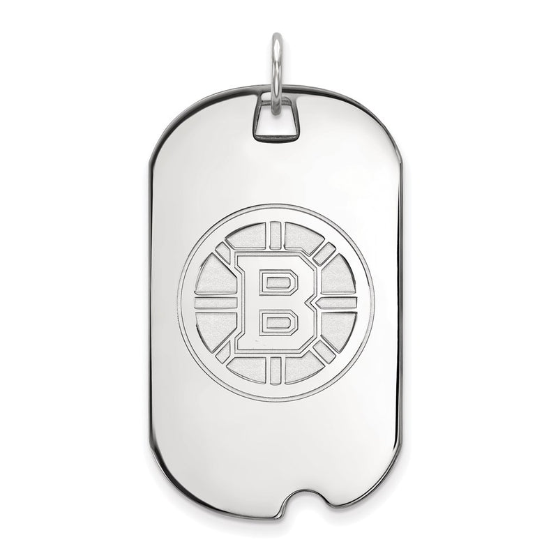 14K White Gold Nhl Logoart Boston Bruins Large Dog Tag Pendant
