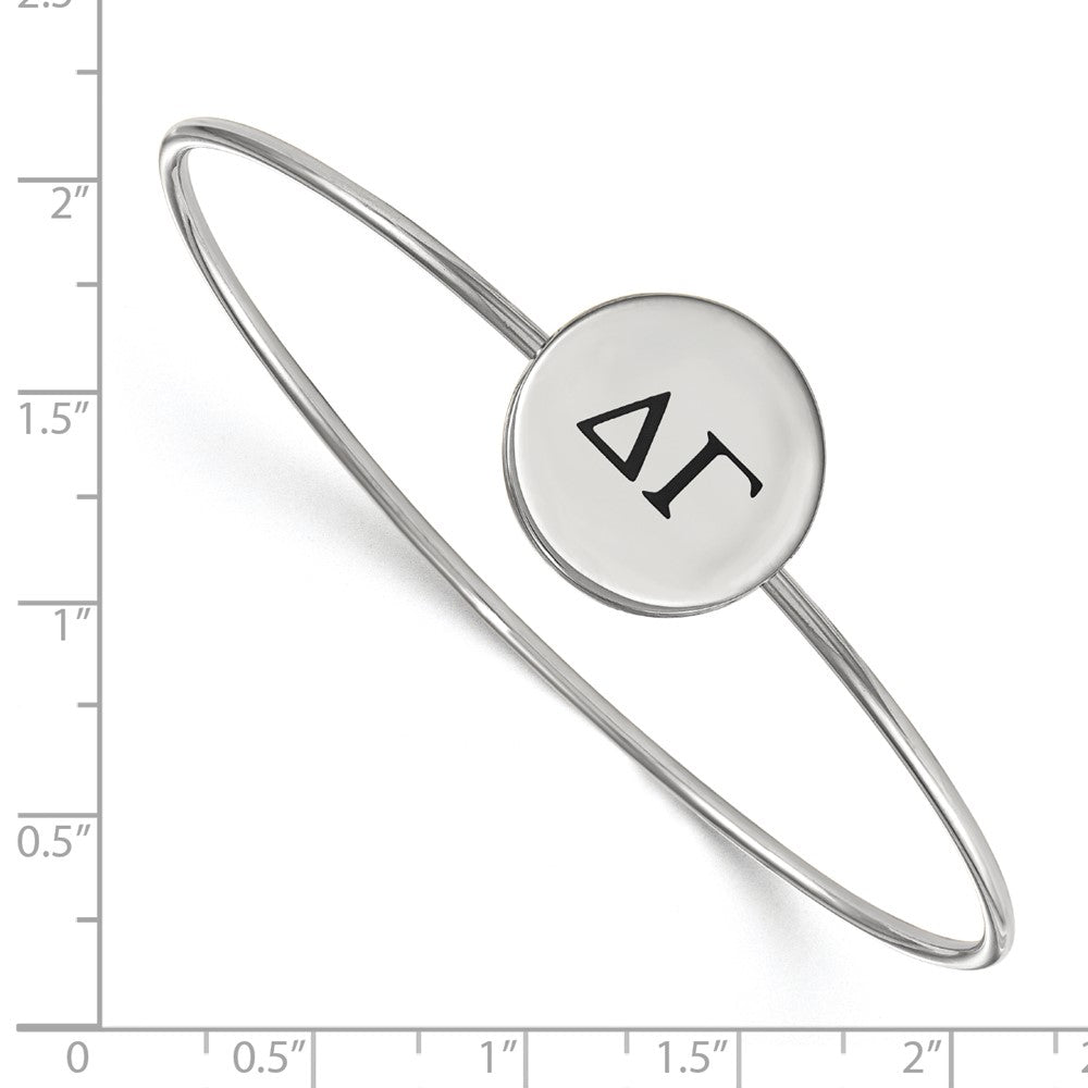 Sterling Silver Rh Plated Logoart Delta Gamma Enameled Slip On Bangle Bracelet