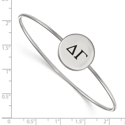 Sterling Silver Rh Plated Logoart Delta Gamma Enameled Slip On Bangle Bracelet