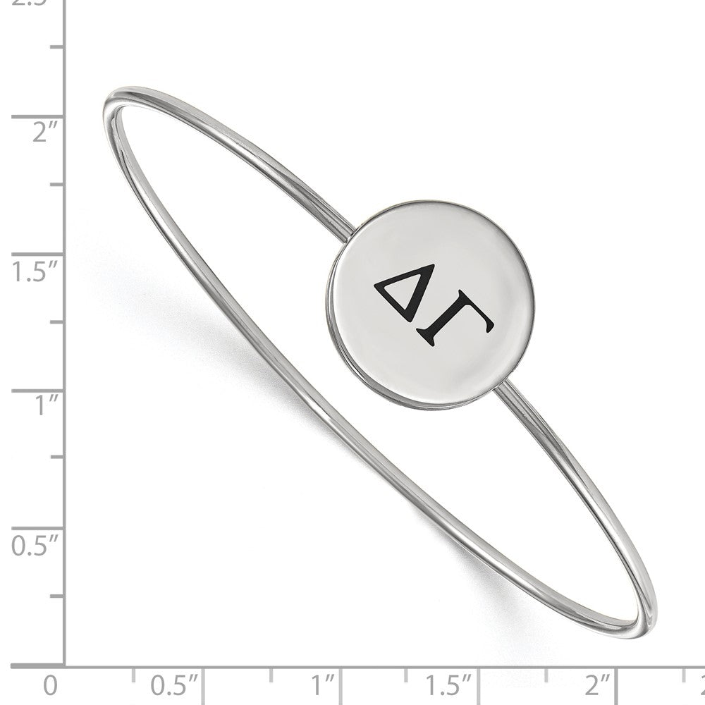 Sterling Silver Rh Plated Logoart Delta Gamma Enameled Slip On Bangle Bracelet