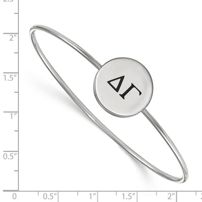 Sterling Silver Rh Plated Logoart Delta Gamma Enameled Slip On Bangle Bracelet