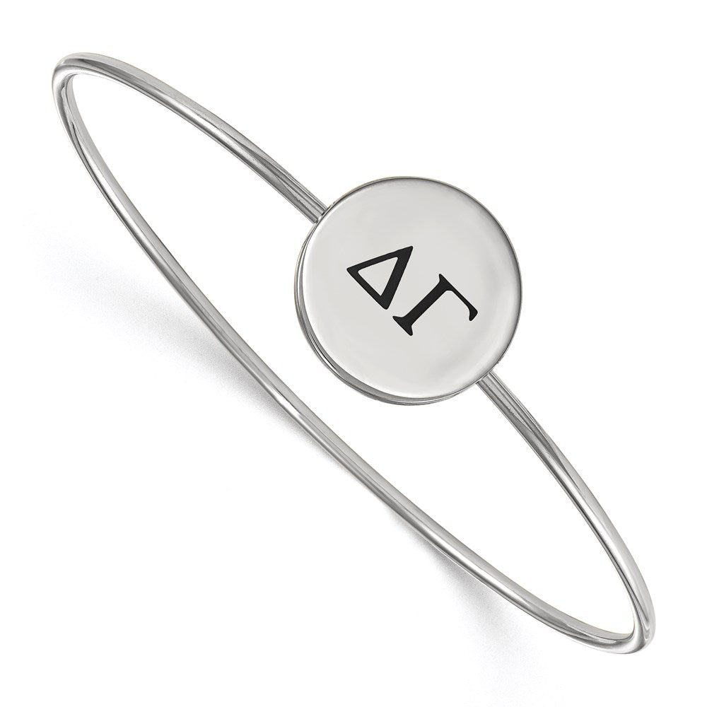 Sterling Silver Rh Plated Logoart Delta Gamma Enameled Slip On Bangle Bracelet