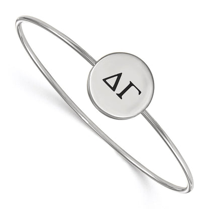 Sterling Silver Rh Plated Logoart Delta Gamma Enameled Slip On Bangle Bracelet