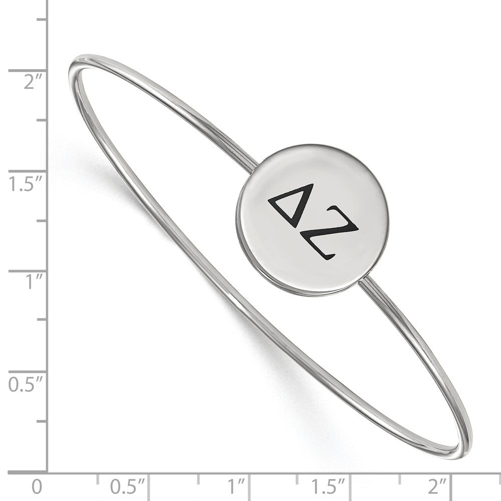 Sterling Silver Rh Plated Logoart Delta Zeta Enameled Slip On Bangle