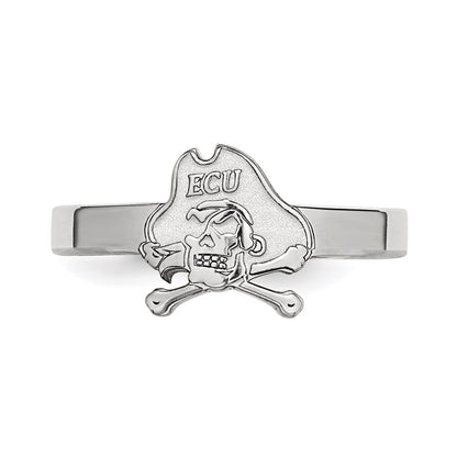 Sterling Silver Rhodium Plated Logoart East Carolina University Pirate Toe Ring