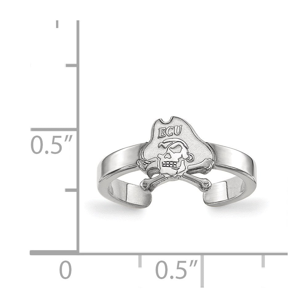 Sterling Silver Rhodium Plated Logoart East Carolina University Pirate Toe Ring