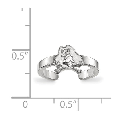 Sterling Silver Rhodium Plated Logoart East Carolina University Pirate Toe Ring