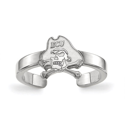 Sterling Silver Rhodium Plated Logoart East Carolina University Pirate Toe Ring