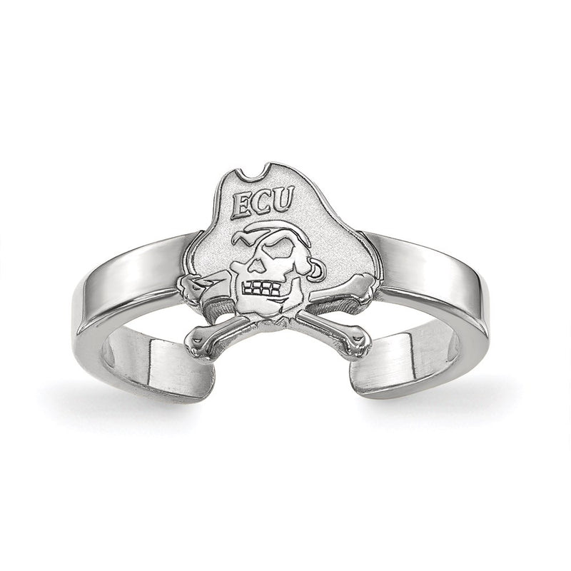 Sterling Silver Rhodium Plated Logoart East Carolina University Pirate Toe Ring