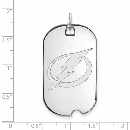 14K White Gold Nhl Logoart Tampa Bay Lightning Large Dog Tag Pendant