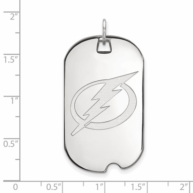 10K White Gold Nhl Logoart Tampa Bay Lightning Large Dog Tag Pendant